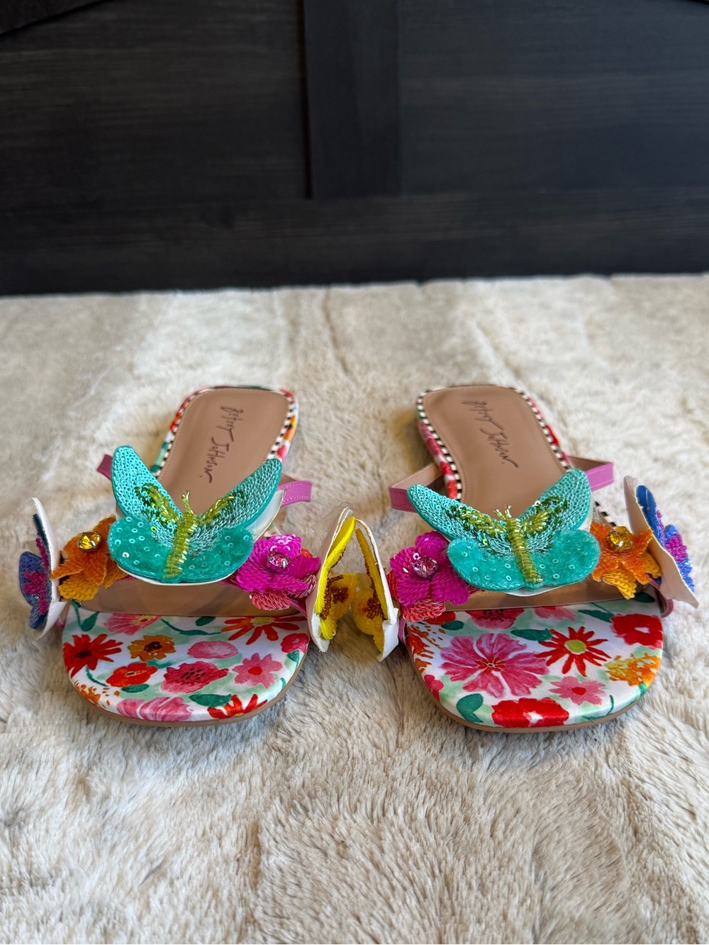 NEW Betsey Johnson Sellena Slide Sandal in Teal Multi Size 8.5” - Picture 6 of 13